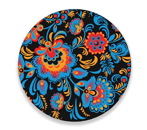 Charola giratoria de madera - LAZY SUSAN Hecha a mano -  Modelo: Flores Rusas (45 cm)