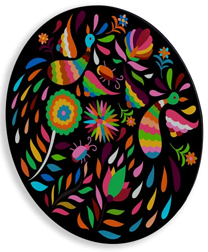 Tabla redonda para quesos, botanas y carnes frias hecha a mano. Diseño: Tenangos Multicolor