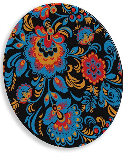 Charola giratoria de madera - LAZY SUSAN Hecha a mano -  Modelo: Flores Rusas (45 cm)