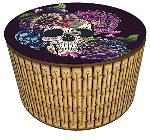 Imagen de tortillero térmico artesanal.  diseño cráneo catrina artesanal mexicano