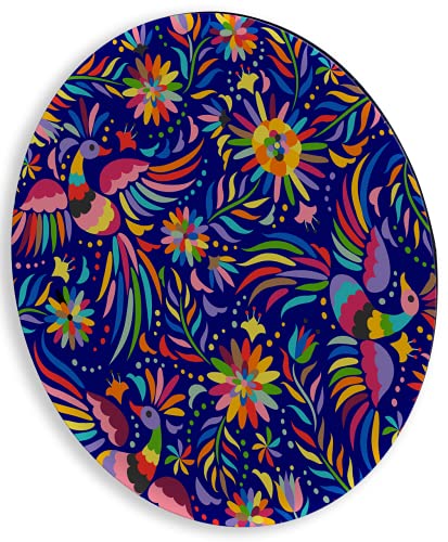 Charola giratoria de madera - LAZY SUSAN Hecha a mano -  Modelo: Tenangos Otomí (35 CM, Azul)