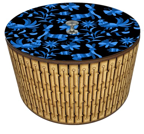 Imagen de tortillero térmico artesanal.  diseño otomí negro artesanal mexicano