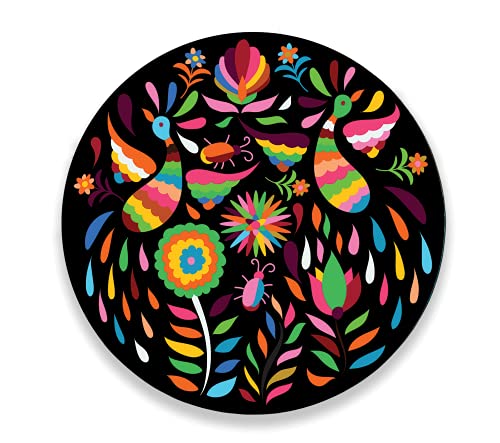 Tabla redonda para quesos, botanas y carnes frias hecha a mano. Diseño: Tenangos Multicolor