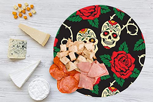 Tabla Redonda Para Quesos, Botanas Y Carnes Frias Hecha A Mano.  Modelo Dia De Muertos | Hecho a mano en México