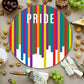 Tabla Redonda Para Quesos, Botanas Y Carnes Frias Hecha A Mano. Modelo Líneas Para Lgbtq Pride | Hecho a mano en México