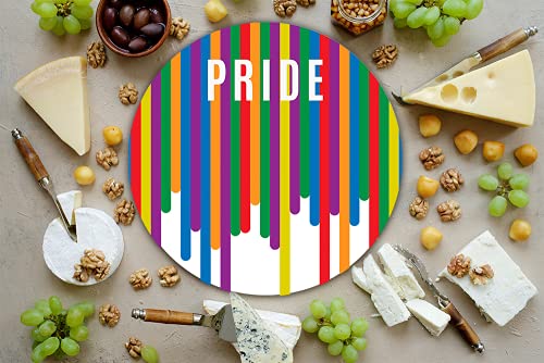 Tabla Redonda Para Quesos, Botanas Y Carnes Frias Hecha A Mano. Modelo Líneas Para Lgbtq Pride | Hecho a mano en México