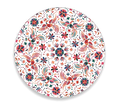 Imagen de tortillero artesanal – tabla redonda para quesos, botanas y carnes frias hecha a mano. modelo tenangos otomí blanco | hecho a mano en méxico artesanal mexicano