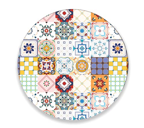 Charola giratoria de madera - LAZY SUSAN Hecha a mano -  Modelo: Azulejo Mexicano