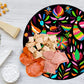 Tabla redonda para quesos, botanas y carnes frias hecha a mano. Diseño: Tenangos Multicolor