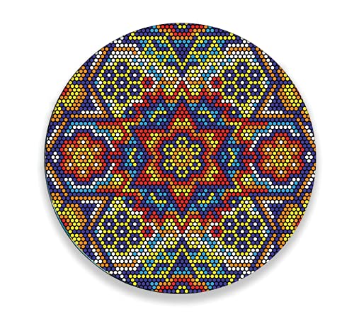 Charola giratoria de madera - LAZY SUSAN Hecha a mano -  Modelo: Estrella Huichol