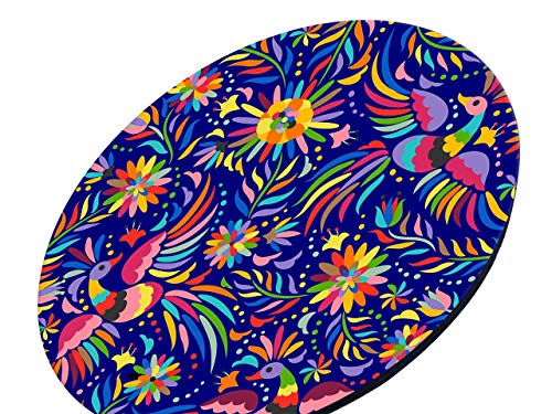Charola giratoria de madera - LAZY SUSAN Hecha a mano -  Modelo: Tenangos Otomí (35 CM, Azul)