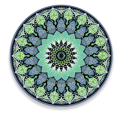Tabla redonda para quesos, botanas y carnes frias hecha a mano. Modelo Mandala